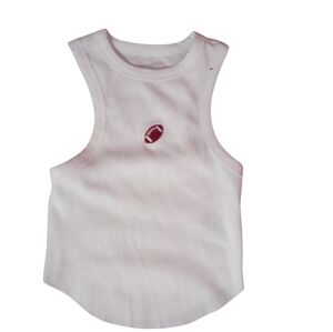 White Sleeveless Top with Football Emblem